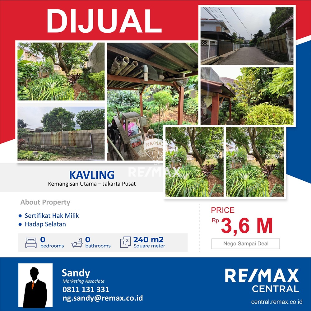 DIJUAL KAVLING di Kemanggisan Utama Jakarta Pusat